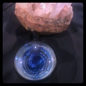 Hand blown glass, galaxy pendant.